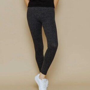 NWT Orb Life Frankie High Rise Rib Sweater Knit Leggings Dark Charcoal Gray